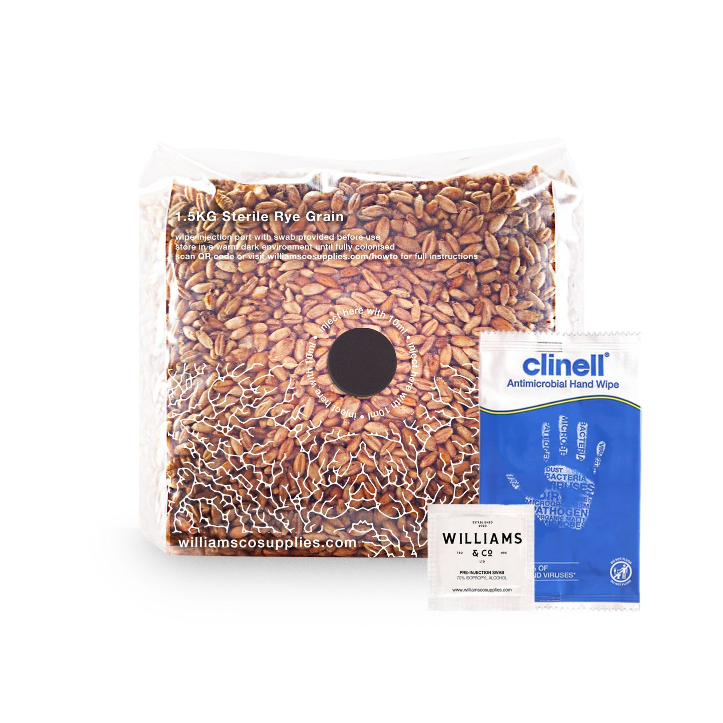 1.5KG Sterile Organic Rye Grain Spawn - Ready to Inoculate | Premium Mushroom Growing Substrate UK