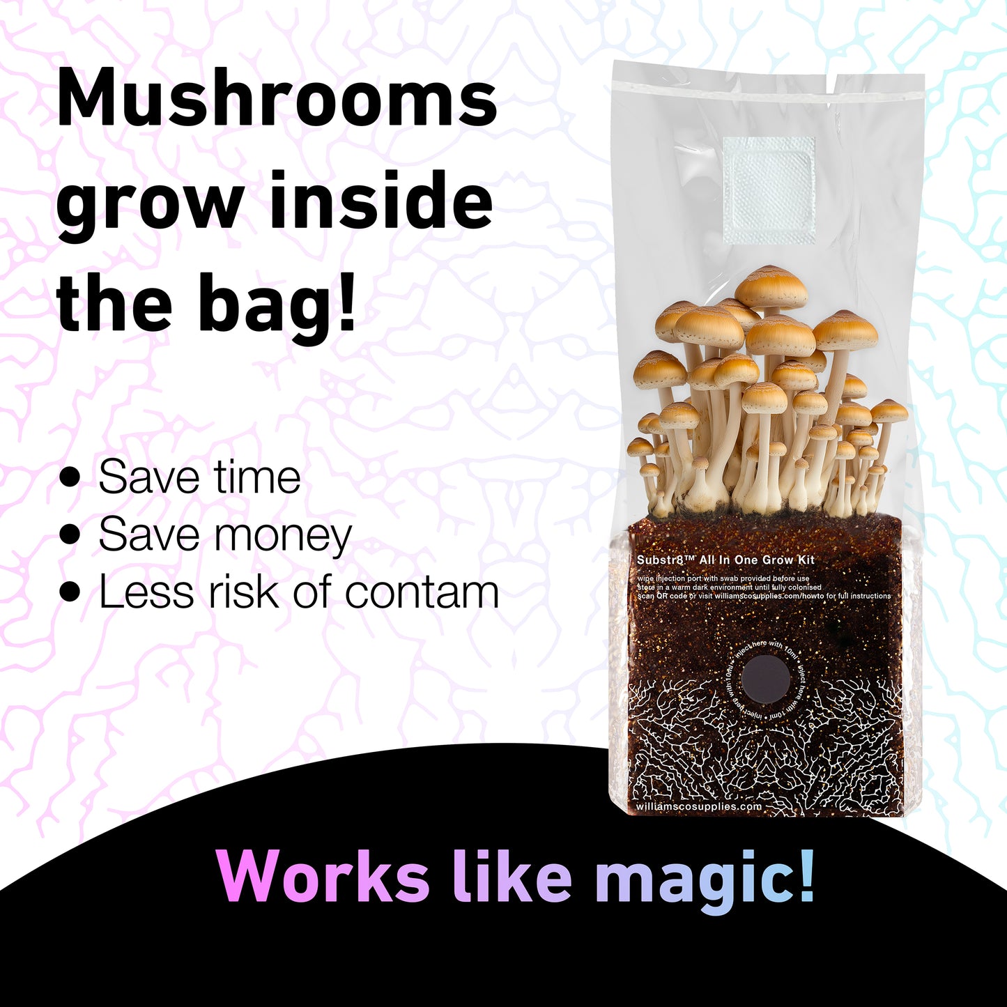Substr8™ Inject & Forget Mushroom Growing Kit 1.5KG - Beginner Friendly | Zero Maintenance Growing UK